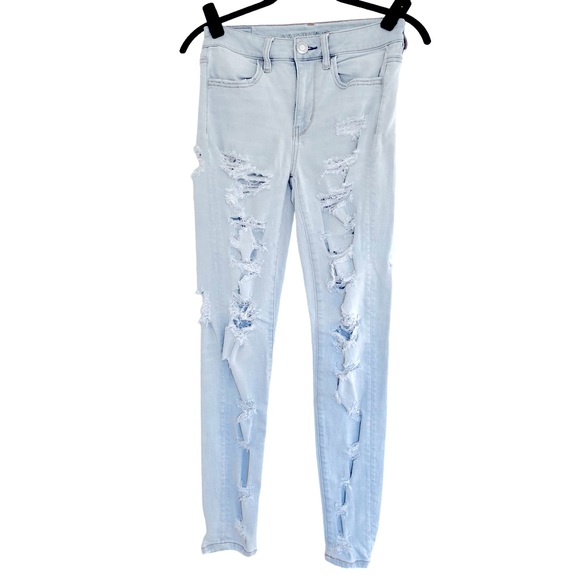 πHost PickπAmerican Eagle Outfitters Ultra Distressed High Rise Jegging Size 2 - Picture 4 of 14